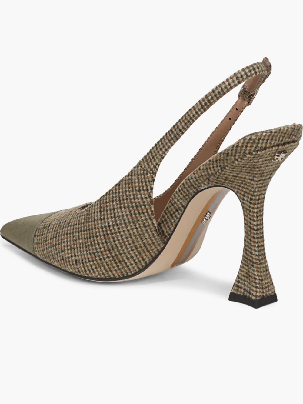 🍒2/$90🍒Sam Edelman NWT Odette Olive Houndstooth Slingback Pointed-Toe Pumps - Picture 2 of 10